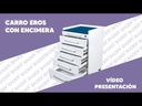 MUEBLE RODANTE CON CAJONERA Y TAPA DE CRISTAL MODELO EROS